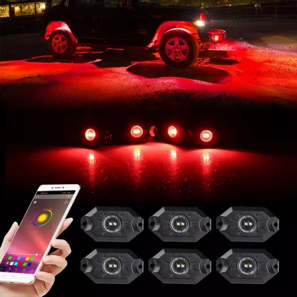 6 pk RGBW Bluetooth Controlled Rock Lights
