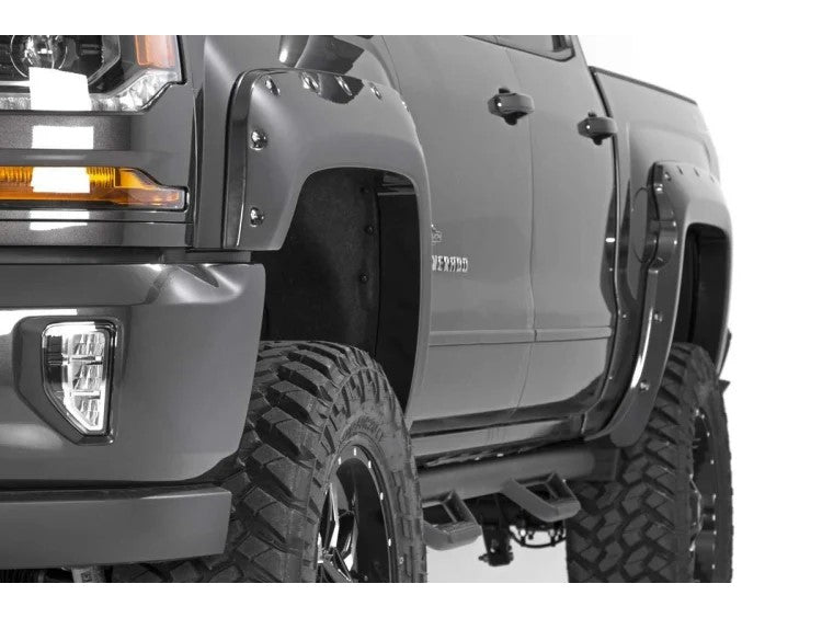 Chevrolet Pocket Fender Flares Rivets Summit White 16-18 Silverado 1500 5 Foot 8 Inch Bed Rough Country