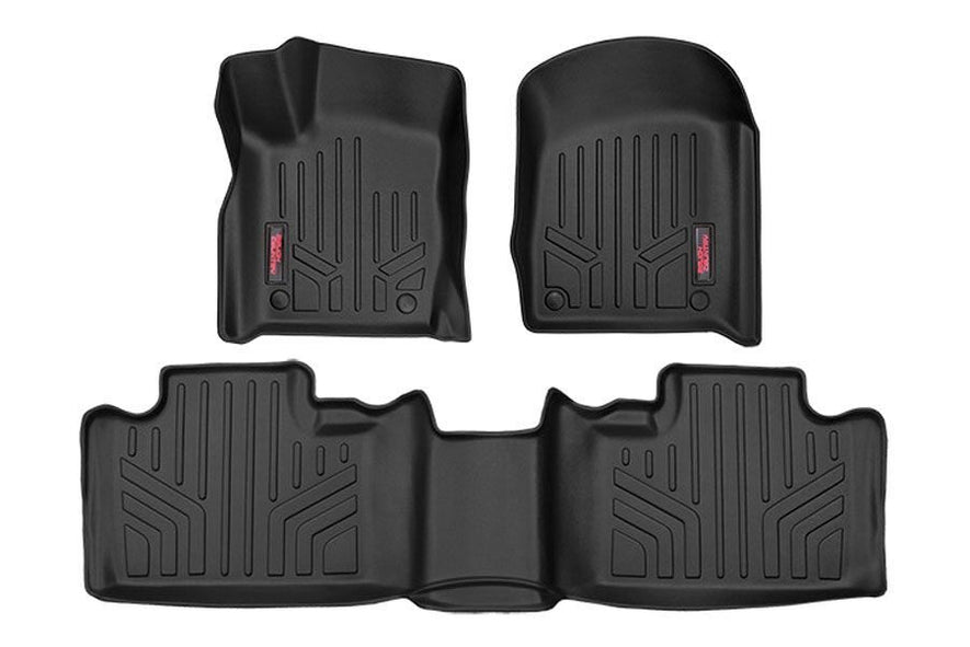 Heavy Duty Floor Mats Front/Rear-13-20 Jeep Grand Cherokee WK2 w/Factory Hook Style Floormat Connector Rough Country